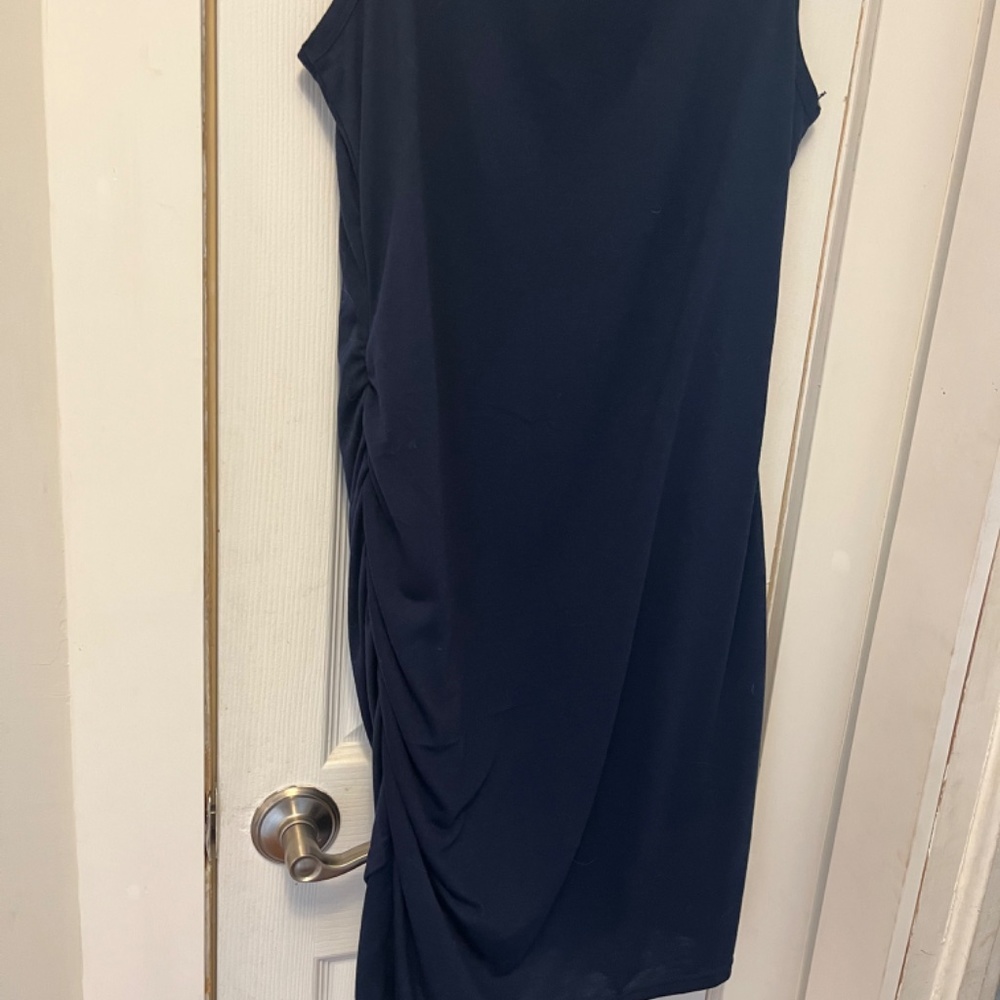 Navy Mini Ruched Dress - Picture 2 of 4